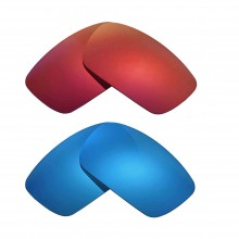 Walleva Fire Red + Ice Blue Polarized Replacement Lenses For Oakley Crankshaft (OO9239 Series) Sunglasses