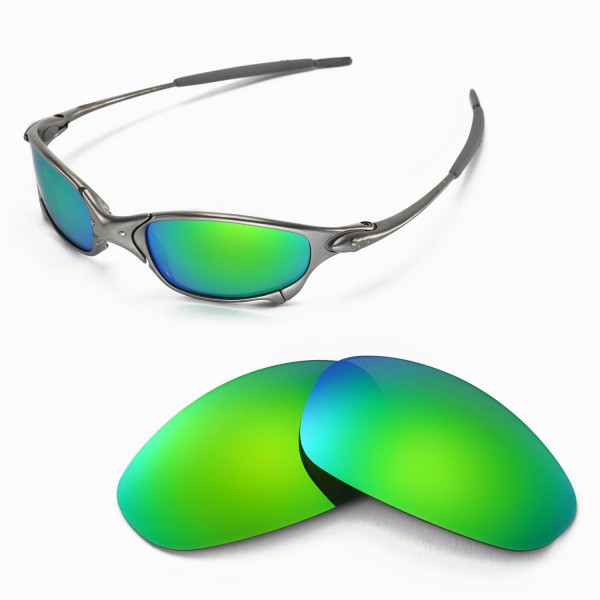 Walleva Replacement Lenses for Oakley Juliet Sunglasses - Multiple Options  Available (Emerald Mirror Coated - Polarized)