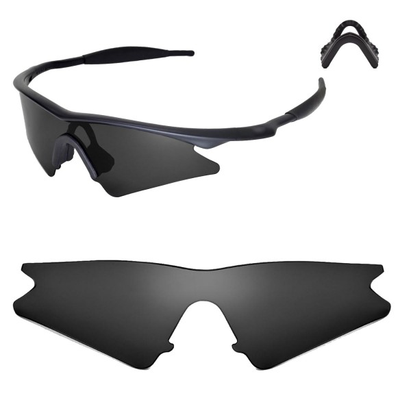 Walleva Black Replacement Lenses With Black Nosepad for Oakley M Frame Sunglasses