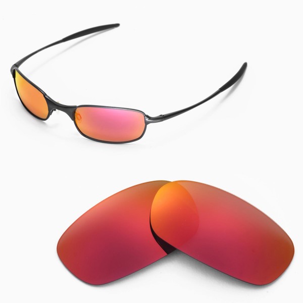 Walleva Replacement Lenses for Oakley Square Wire  Sunglasses - Multiple  Options Available (Fire Red Mirror Coated - Polarized)
