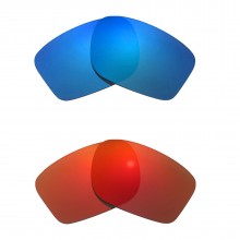 Walleva Fire Red + Ice Blue Polarized Replacement Lenses For Oakley Chainlink (OO9247 Series) Sunglasses