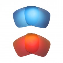 Walleva Fire Red + Ice Blue Polarized Replacement Lenses For Oakley Holbrook XL (OO9417 Series) Sunglasses