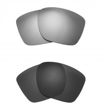 Walleva Titanium + Black Polarized Replacement Lenses For Oakley TwoFace XL (OO9350 Series) Sunglassess