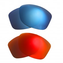 Walleva Fire Red + Ice Blue Polarized Replacement Lenses For Oakley Cohort (OO9301 Series) Sunglasses