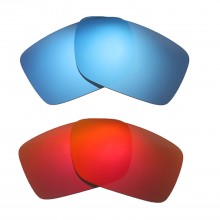 Walleva Fire Red + Ice Blue Polarized Replacement Lenses For Oakley Conductor 6 (OO4106 Series) Sunglasses