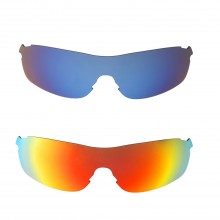 Walleva Fire Red + Ice Blue Polarized Replacement Lenses For Oakley EVZero Pitch (OO9383 Series) Sunglasses