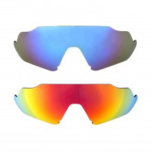 Walleva Fire Red + Ice Blue Polarized Replacement Lenses For Oakley Flight Jacket (OO9401 Series) Sunglasses