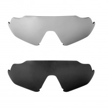 Walleva Titanium + Black Polarized Replacement Lenses For Oakley Flight Jacket (OO9401 Series) Sunglassess