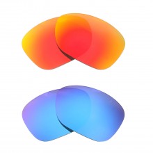 Walleva Fire Red + Ice Blue Polarized Replacement Lenses For Oakley Conquest (OO4101 Series) Sunglasses