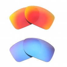 Walleva Fire Red + Ice Blue Polarized Replacement Lenses For Oakley Gauge 8 L (OO4124 Series, Lens width: 62mm) Sunglasses