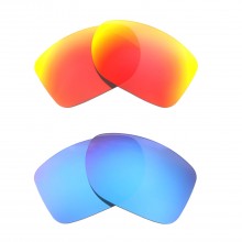 Walleva Fire Red + Ice Blue Polarized Replacement Lenses For Oakley Gauge 8 M (OO4124 Series, Lens width: 57mm) Sunglasses