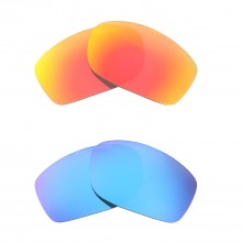 Walleva Fire Red + Ice Blue Polarized Replacement Lenses For Oakley Conductor 8 (OO4107 Series) Sunglasses