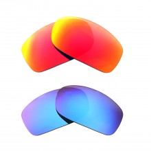 Walleva Fire Red + Ice Blue Polarized Replacement Lenses For Maui Jim Peahi MJ202 Sunglasses