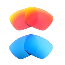 Walleva Fire Red + Ice Blue Polarized Replacement Lenses For Maui Jim Kawika MJ257 Sunglasses