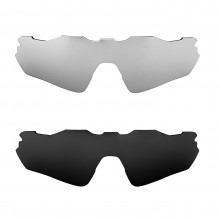 Walleva Titanium + Black Polarized Replacement Lenses For Oakley Radar EV Path (OO9208 Series) Sunglassess