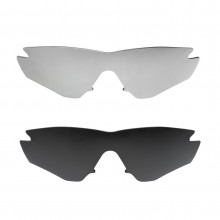 Walleva Customized M2 Shaped Black + Titanium Polarized Replacement Lenses for Oakley M Frame Sunglasses