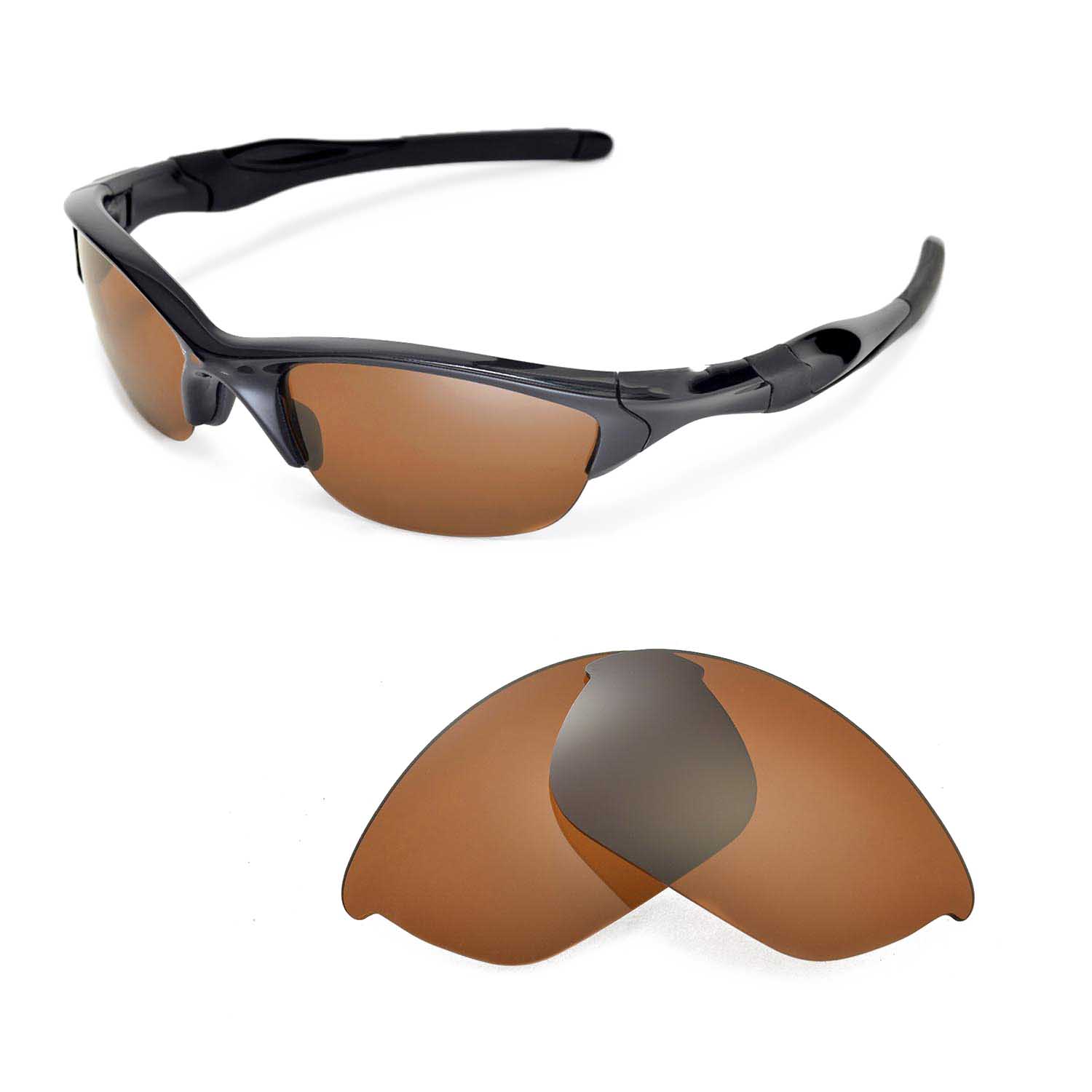 Walleva Polarized Brown Replacement Lenses For Oakley Half Jacket 2.0 ...