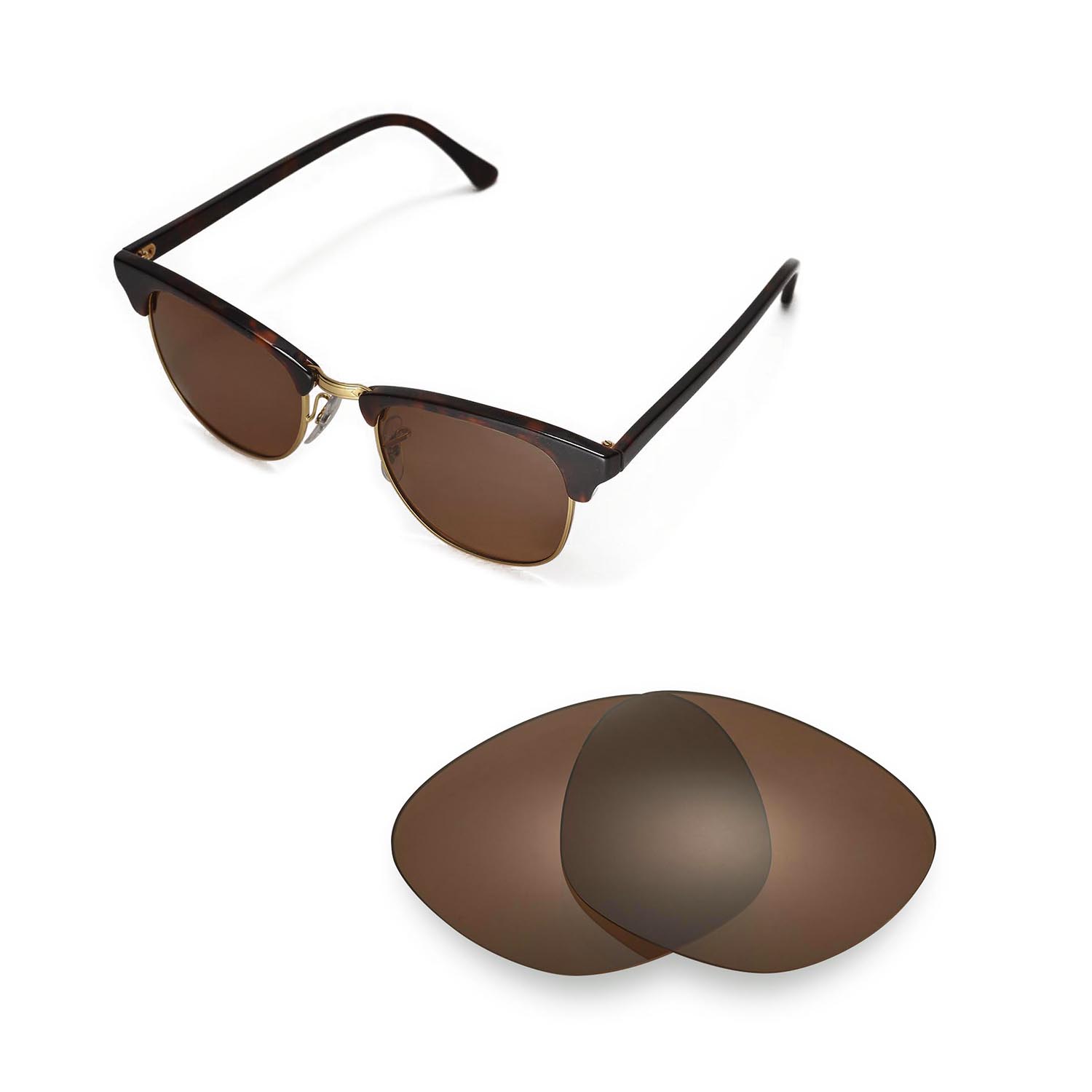 Walleva Polarized Brown Lenses For Ray Ban Clubmaster Rb3016 51mm Sunglasses Ebay